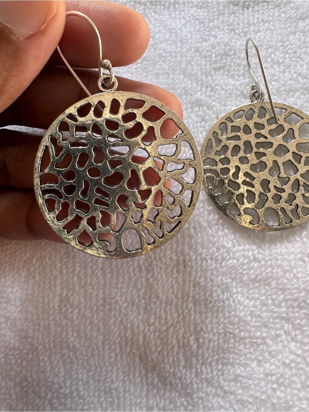 Silver Tone Openwork Round Dangle Earrings - Women Jewelry